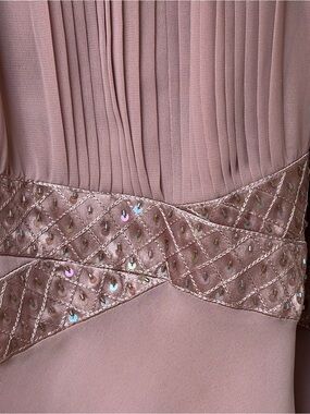 Sleeveless Midi Dress with Sequin-Trim Waist in Dusty Rose